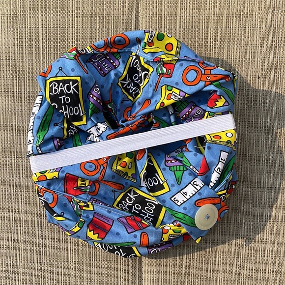 HANDMADE BACK TO SCHOOL FABRIC PRINT COLLAPSIBLE BASKET OR BAG - Picture 4 of 7